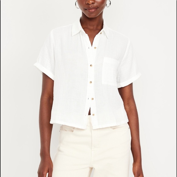 Linen crop button down - Picture 1 of 4